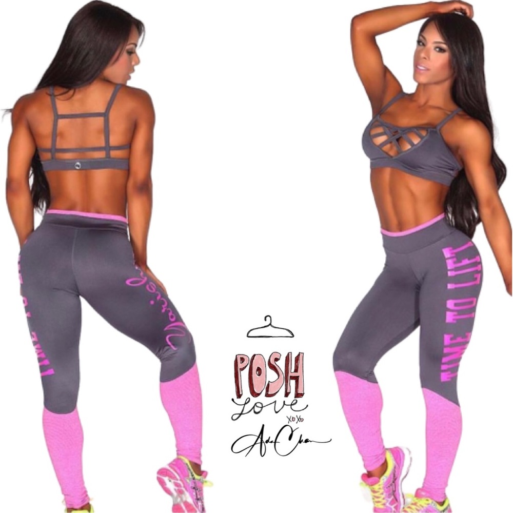 NWT Yarishna by Protokolo leggings pink/gray SzM/L